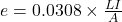 e=0.0308\times \frac{LI}{A}