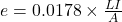 e=0.0178\times \frac{LI}{A}